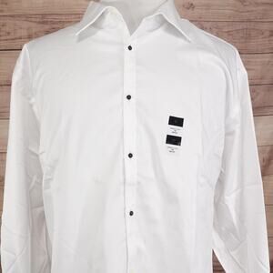 Joseph Abboud Dress Shirt Mens 19 36/37 White French Cuff Non Iron Tall Cotton